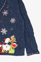 Vintage Blue Tiara International Reindeer Singing Ugly Christmas Cardigan (2000s)