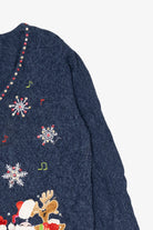 Vintage Blue Tiara International Reindeer Singing Ugly Christmas Cardigan (2000s)