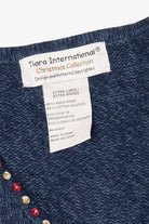 Vintage Blue Tiara International Reindeer Singing Ugly Christmas Cardigan (2000s)