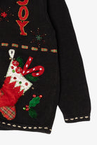 Vintage Black In Resource Stockings Ugly Christmas Cardigan (1990s)