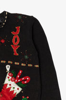 Vintage Black In Resource Stockings Ugly Christmas Cardigan (1990s)