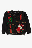 Vintage Black In Resource Stockings Ugly Christmas Cardigan (1990s)