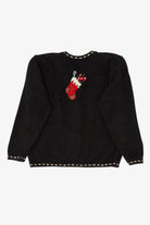 Vintage Black In Resource Stockings Ugly Christmas Cardigan (1990s)