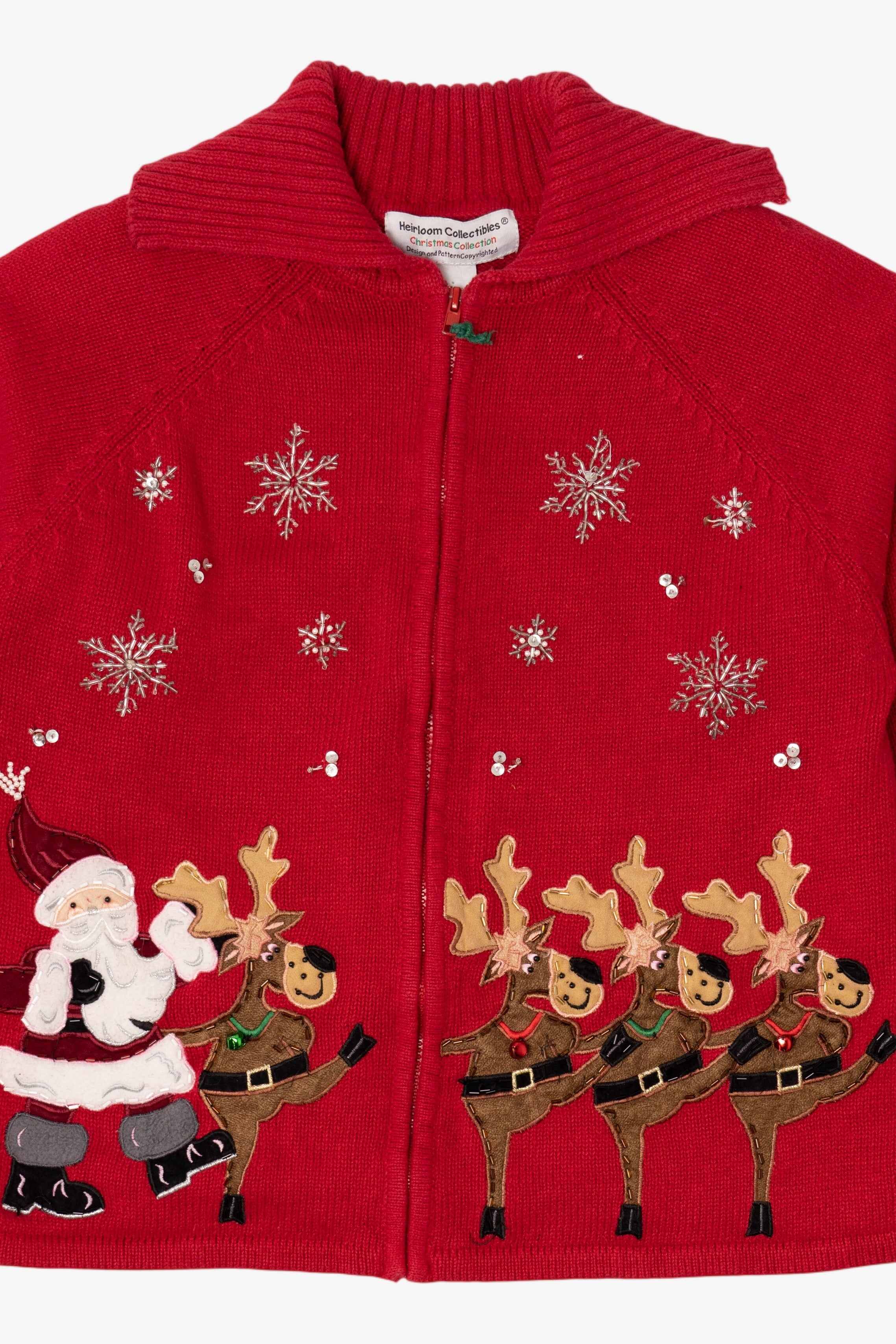 Vintage Red Heirloom Collectibles Reindeer Dancing Ugly Christmas Cardigan (2000s)
