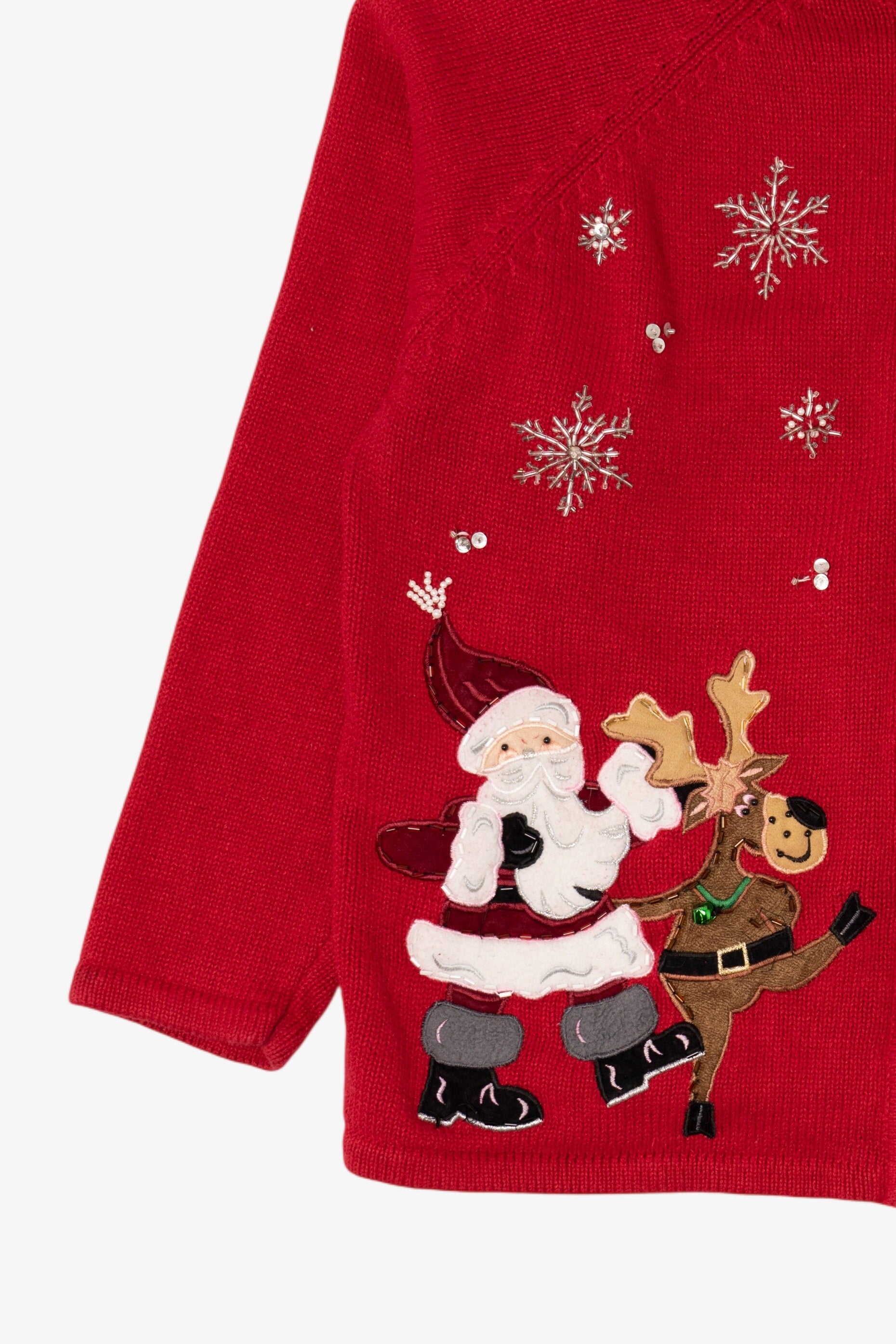 Vintage Red Heirloom Collectibles Reindeer Dancing Ugly Christmas Cardigan (2000s)