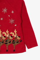 Vintage Red Heirloom Collectibles Reindeer Dancing Ugly Christmas Cardigan (2000s)