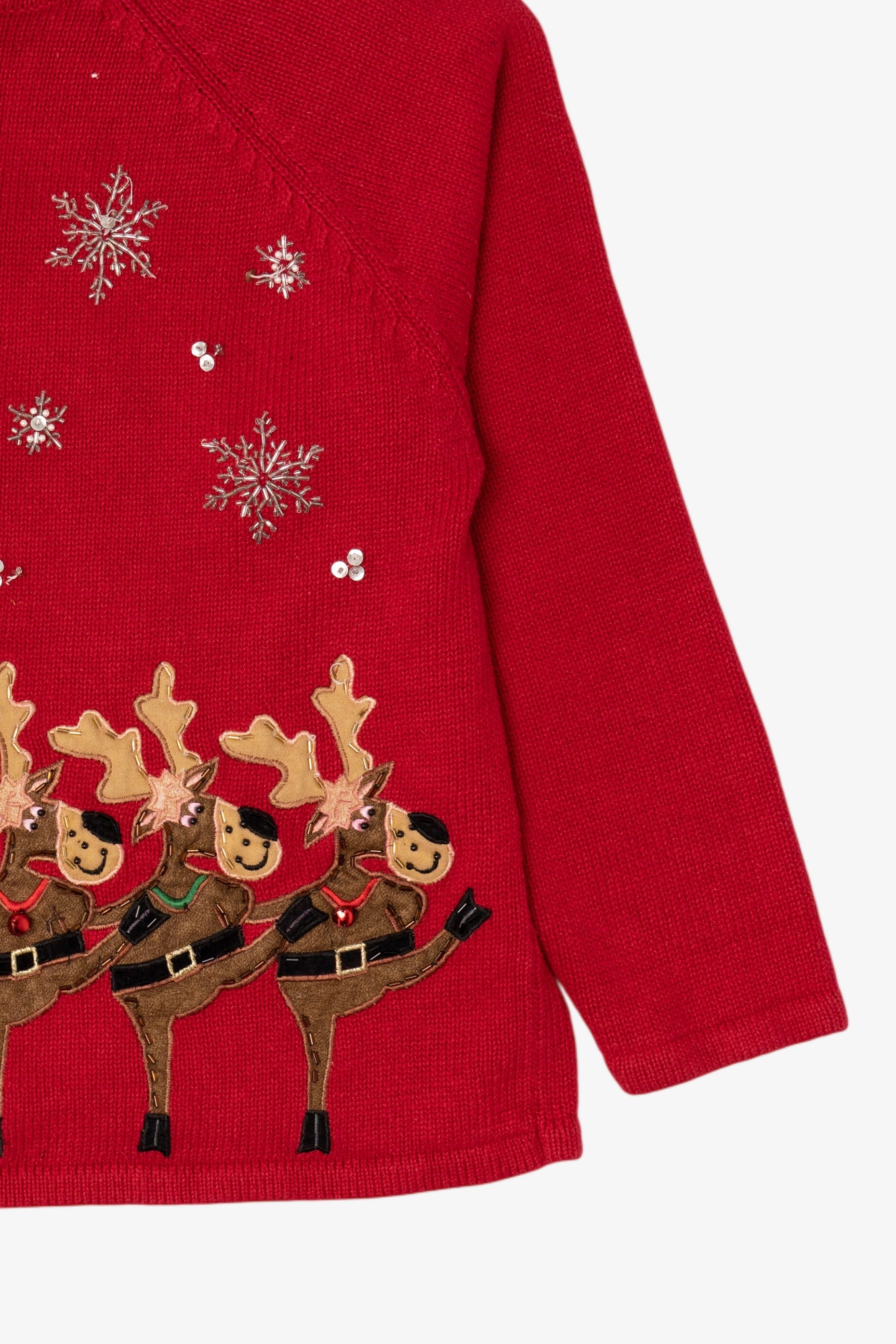 Vintage Red Heirloom Collectibles Reindeer Dancing Ugly Christmas Cardigan (2000s)