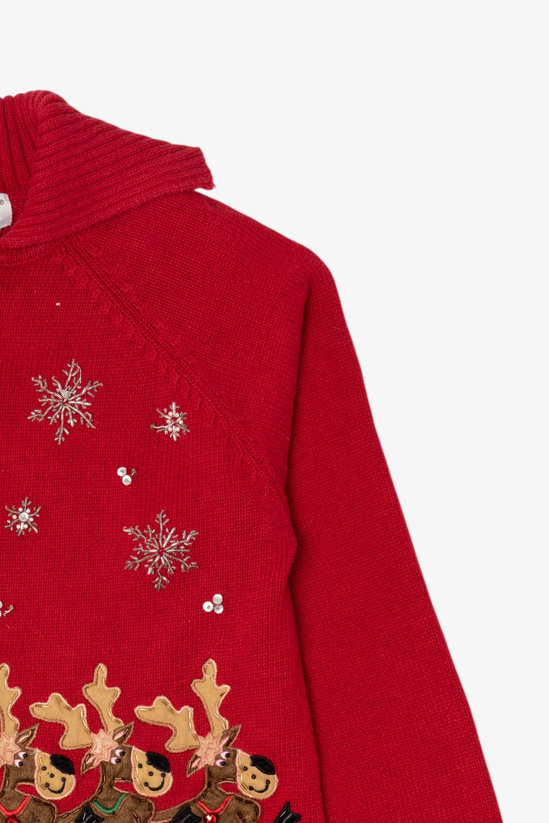 Vintage Red Heirloom Collectibles Reindeer Dancing Ugly Christmas Cardigan (2000s)