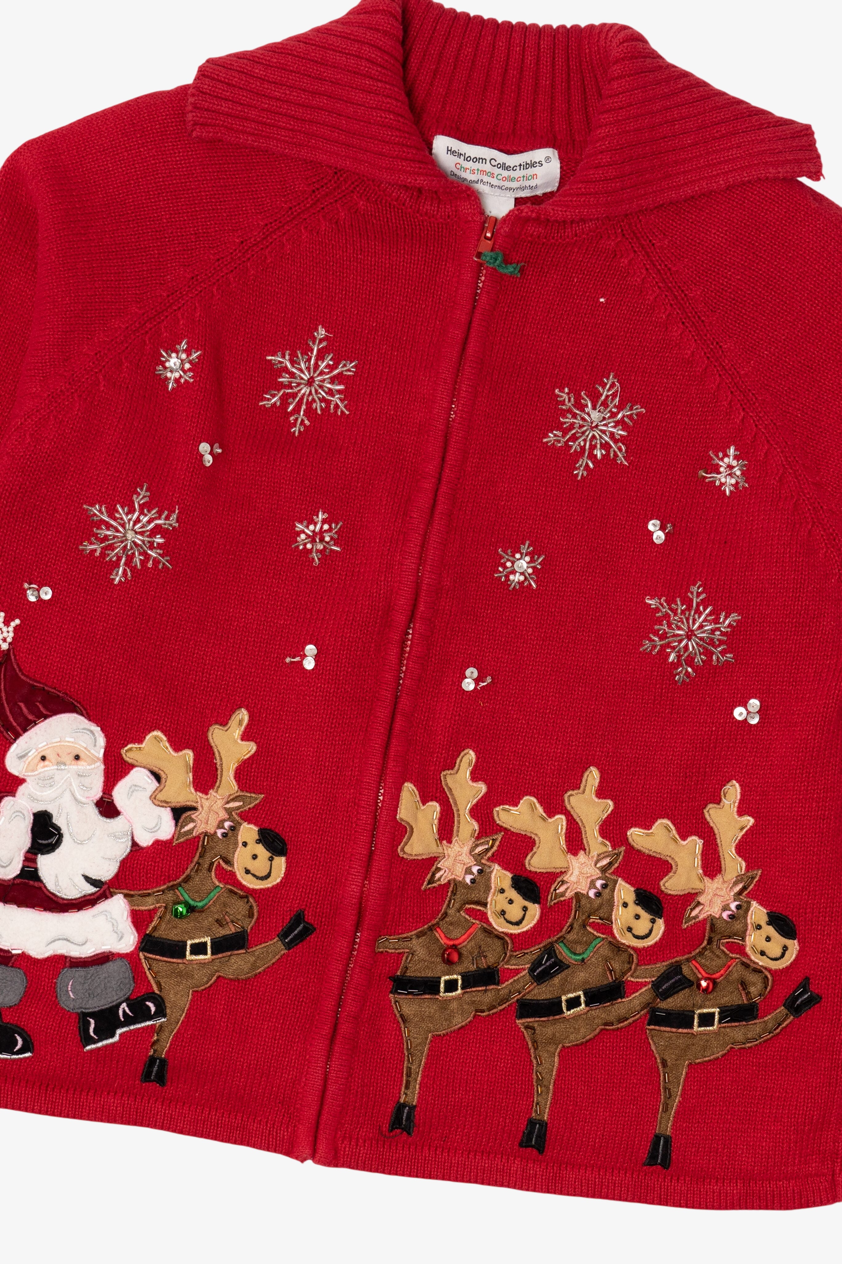 Vintage Red Heirloom Collectibles Reindeer Dancing Ugly Christmas Cardigan (2000s)