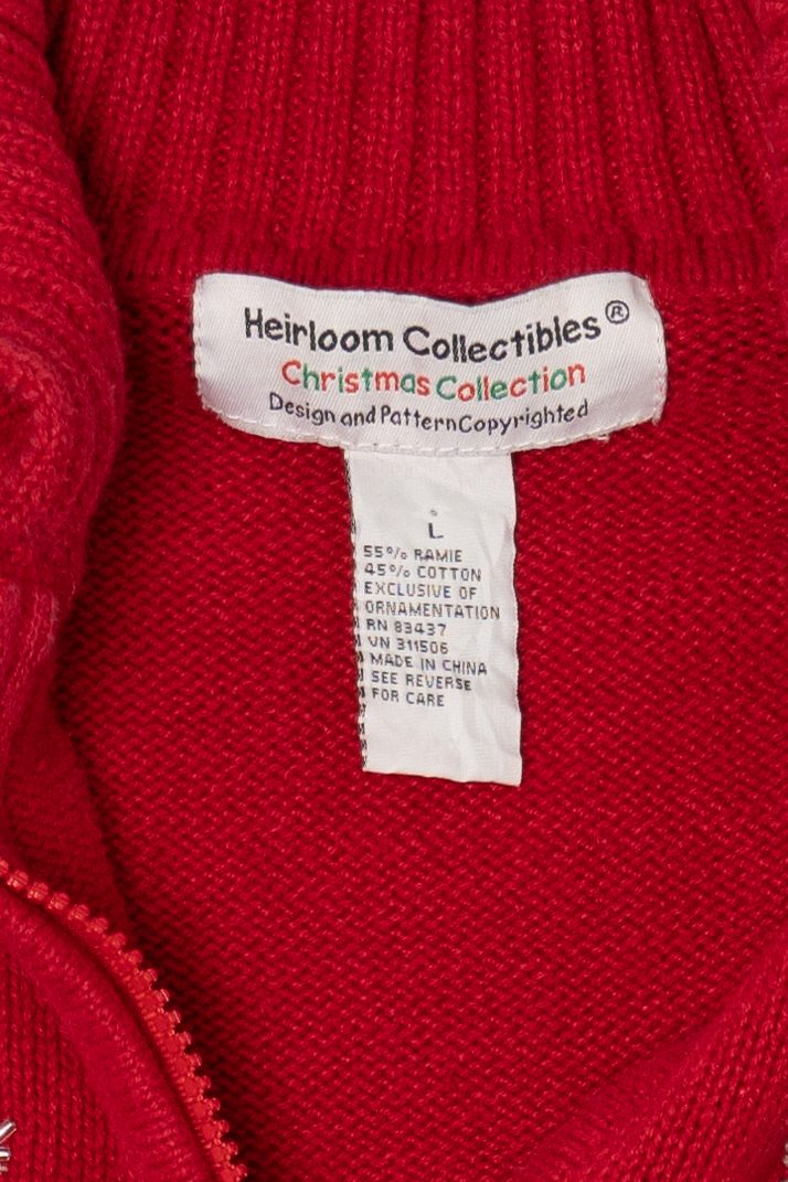 Vintage Red Heirloom Collectibles Reindeer Dancing Ugly Christmas Cardigan (2000s)