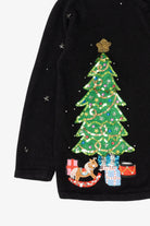 Vintage Black Basic Editions Presents Ugly Christmas Cardigan (1990s)