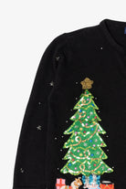 Vintage Black Basic Editions Presents Ugly Christmas Cardigan (1990s)