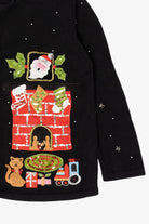 Vintage Black Basic Editions Presents Ugly Christmas Cardigan (1990s)