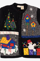 Vintage Black Bobbie Brooks Ugly Christmas Cardigan (1990s)