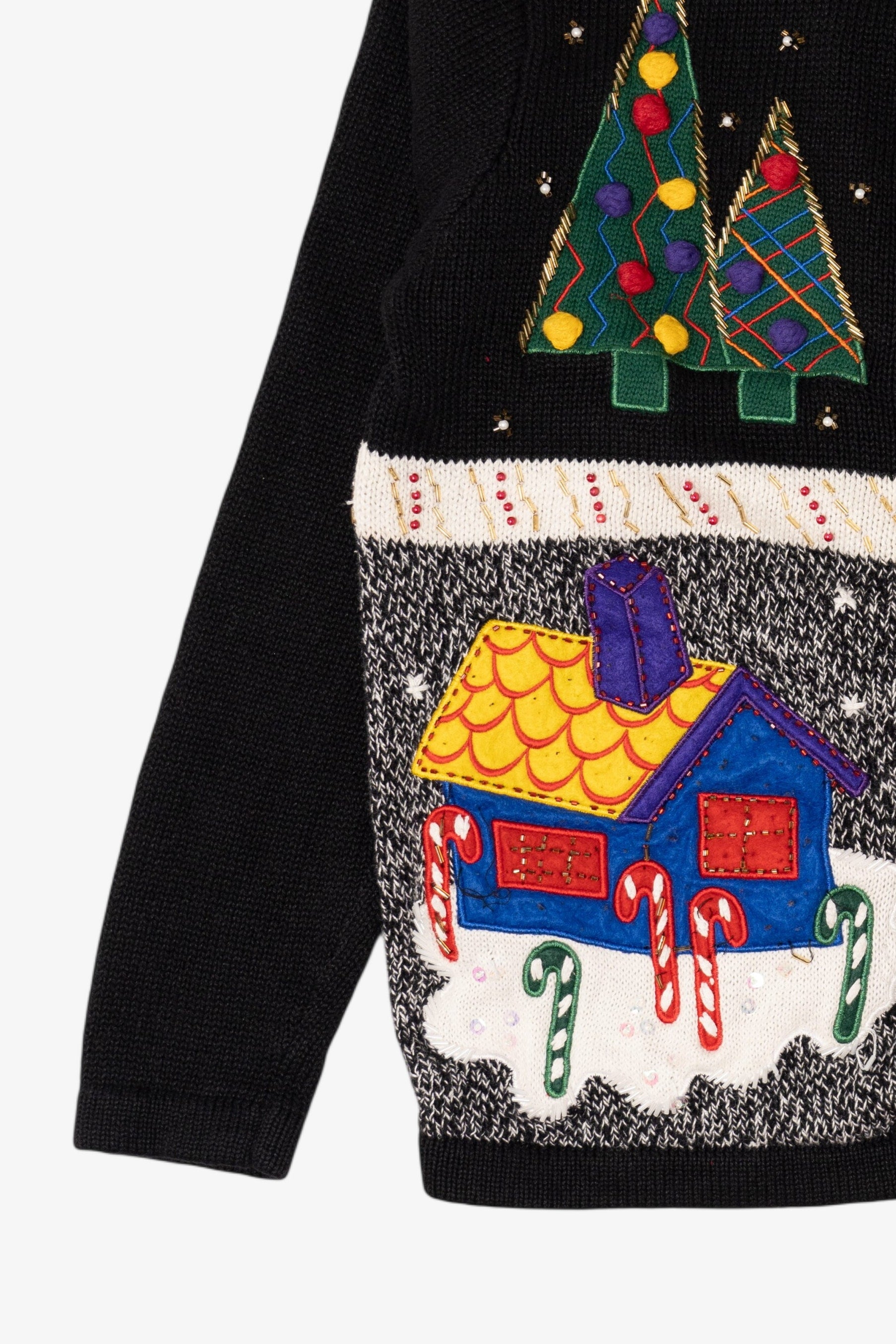 Vintage Black Bobbie Brooks Ugly Christmas Cardigan (1990s)