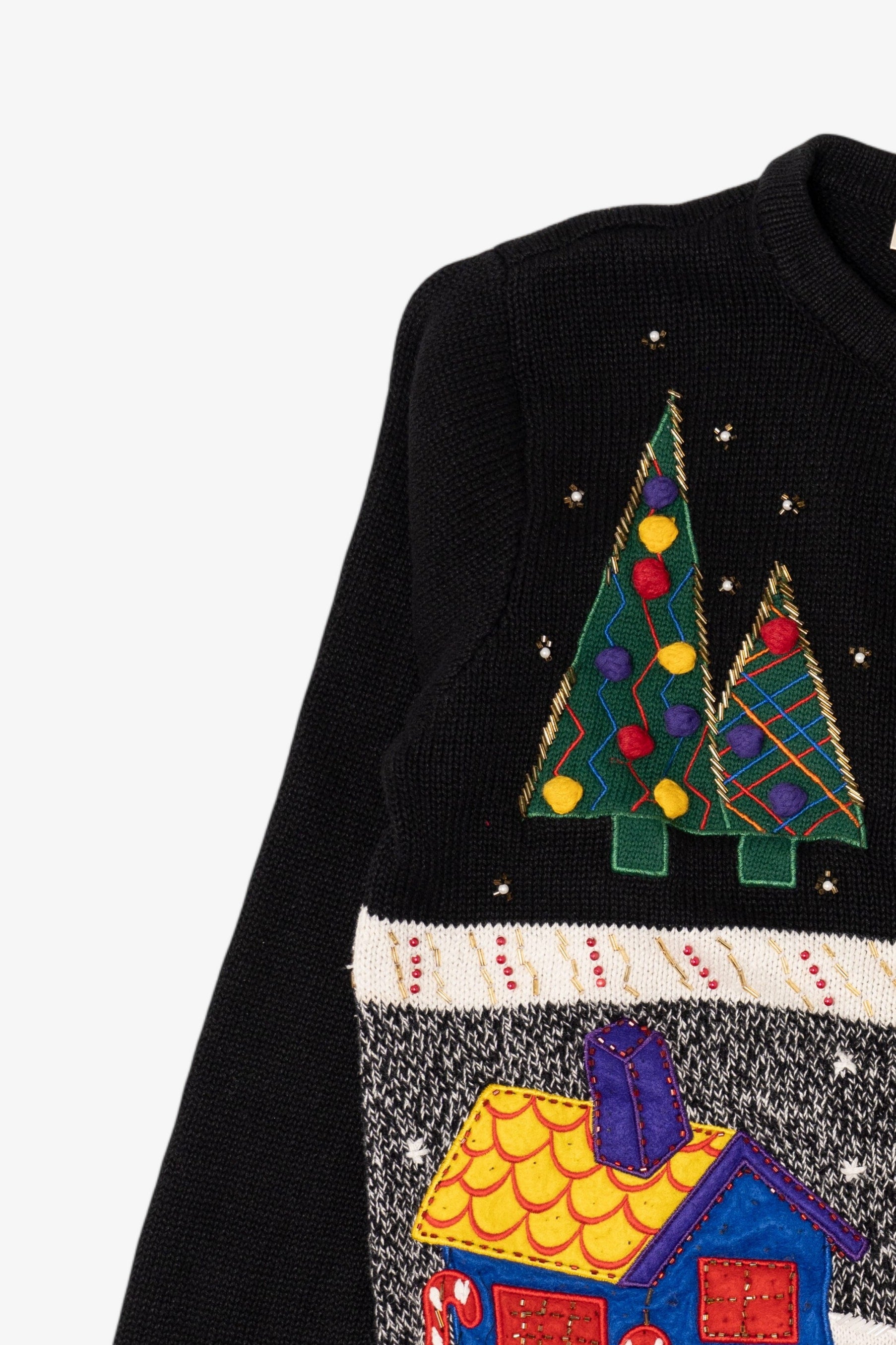 Vintage Black Bobbie Brooks Ugly Christmas Cardigan (1990s)