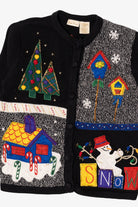 Vintage Black Bobbie Brooks Ugly Christmas Cardigan (1990s)
