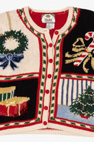 Vintage Red Tiara International Ugly Christmas Cardigan (1990s)