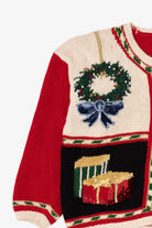Vintage Red Tiara International Ugly Christmas Cardigan (1990s)