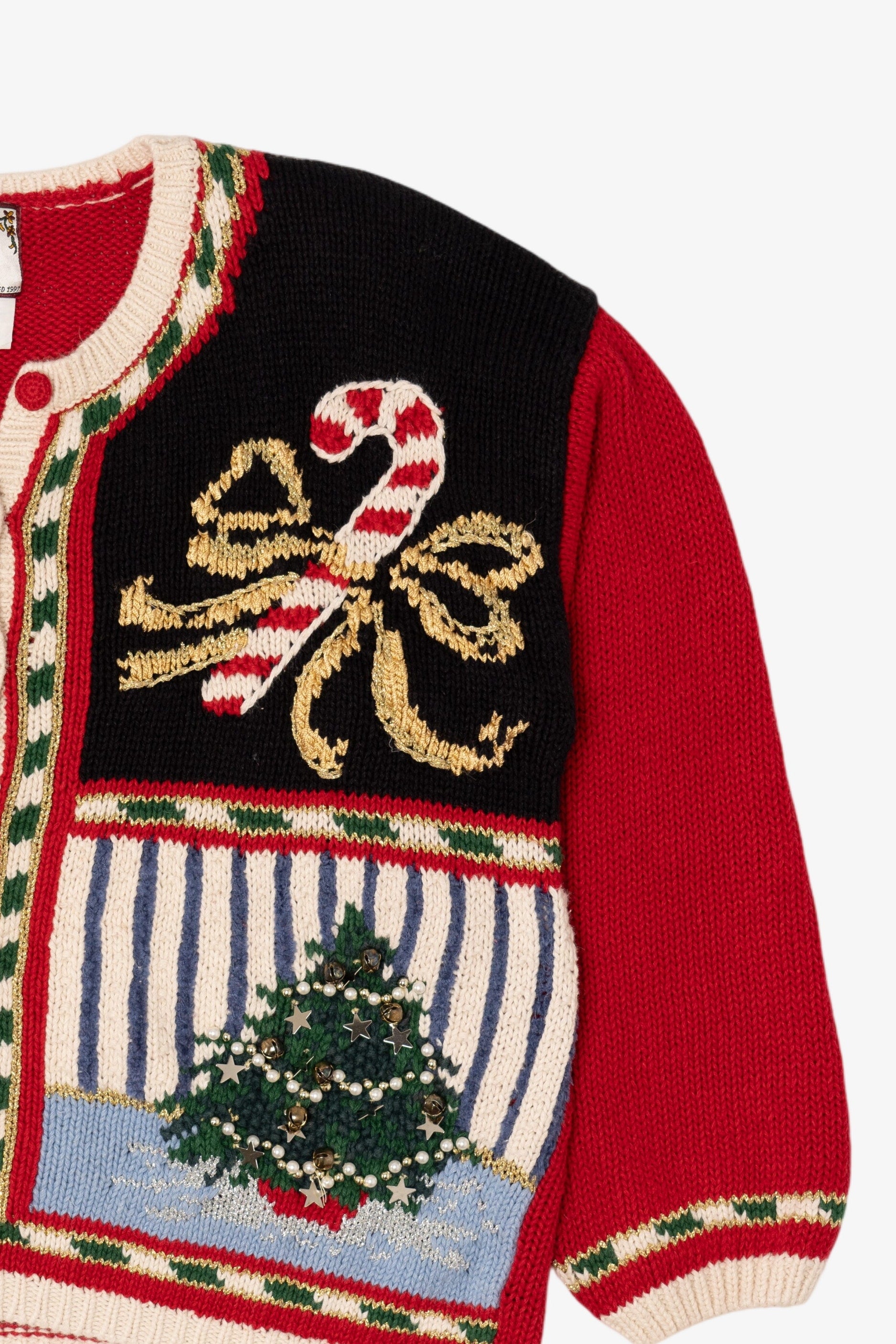 Vintage Red Tiara International Ugly Christmas Cardigan (1990s)