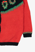 Vintage Red B.T Kids Wreaths Ugly Christmas Cardigan (1990s)