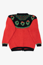 Vintage Red B.T Kids Wreaths Ugly Christmas Cardigan (1990s)