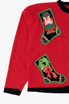 Vintage Red Samantha Taylor Stockings Ugly Christmas Cardigan (1990s)
