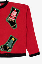 Vintage Red Samantha Taylor Stockings Ugly Christmas Cardigan (1990s)