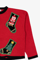 Vintage Red Samantha Taylor Stockings Ugly Christmas Cardigan (1990s)