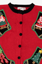Vintage Red Samantha Taylor Stockings Ugly Christmas Cardigan (1990s)