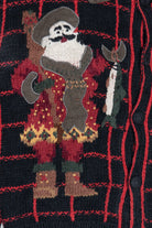 Vintage Fishing Santa Woodsy Theme Ugly Christmas Cardigan (1990s)