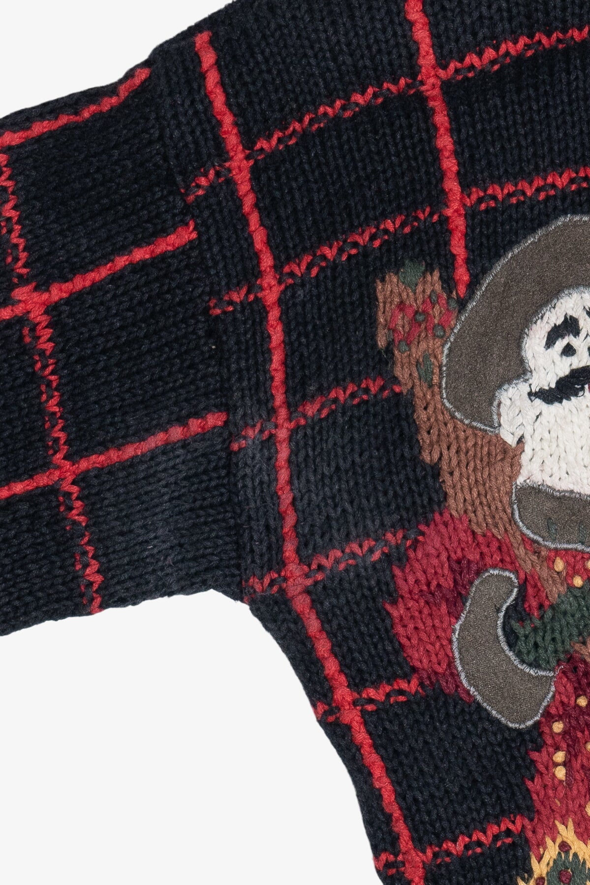 Vintage Fishing Santa Woodsy Theme Ugly Christmas Cardigan (1990s)