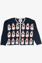 Vintage Christopher & Banks Hand Embroidered Snowmen Ugly Christmas Cardigan (1990s)