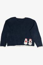 Vintage Christopher & Banks Hand Embroidered Snowmen Ugly Christmas Cardigan (1990s)
