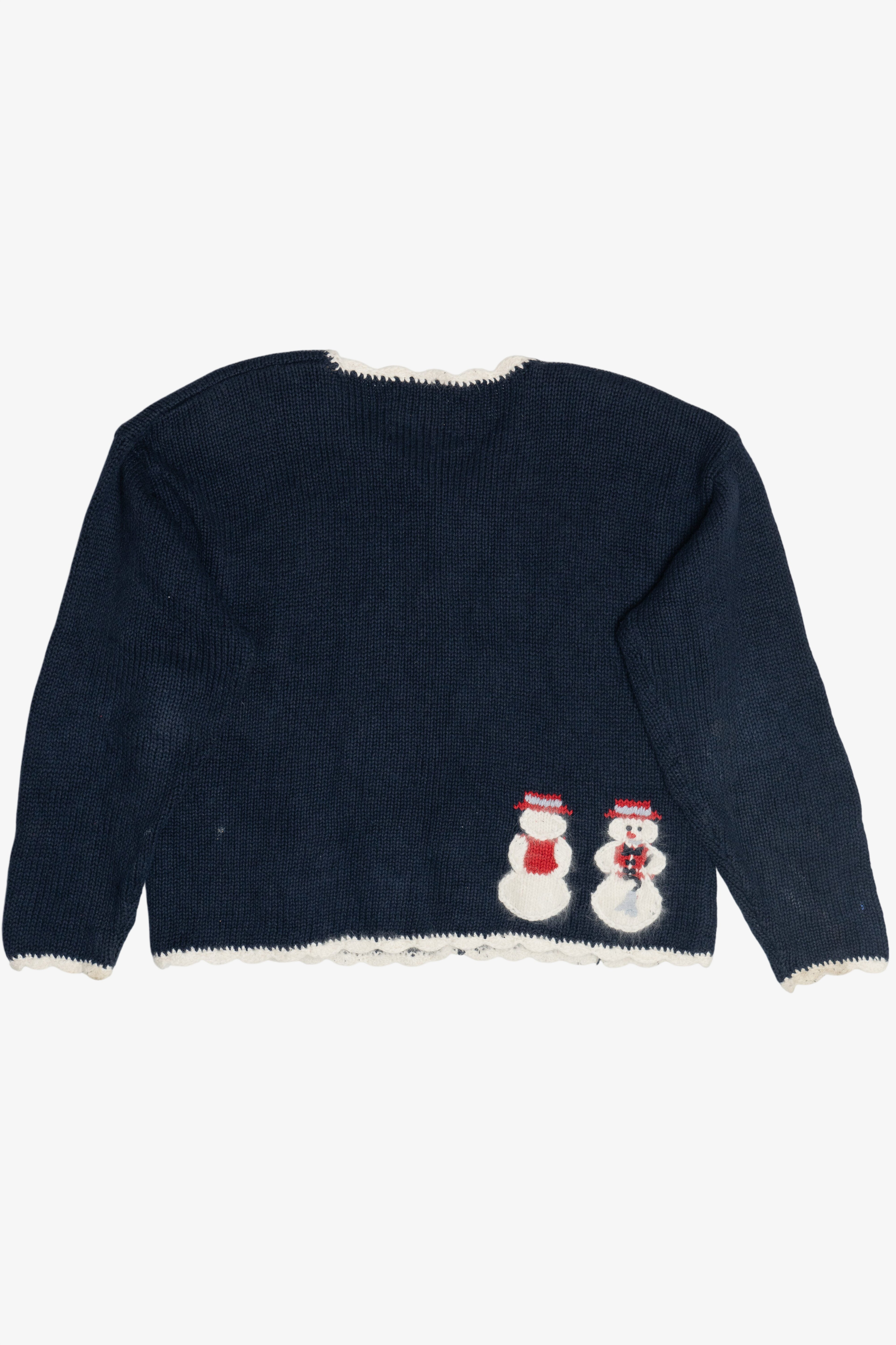 Vintage Christopher & Banks Hand Embroidered Snowmen Ugly Christmas Cardigan (1990s)