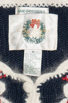Vintage Christopher & Banks Hand Embroidered Snowmen Ugly Christmas Cardigan (1990s)