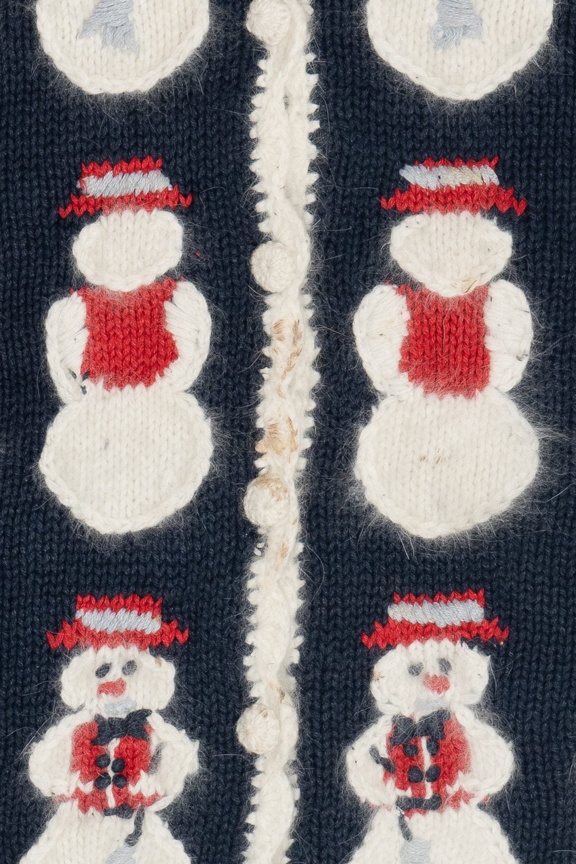 Vintage Christopher & Banks Hand Embroidered Snowmen Ugly Christmas Cardigan (1990s)