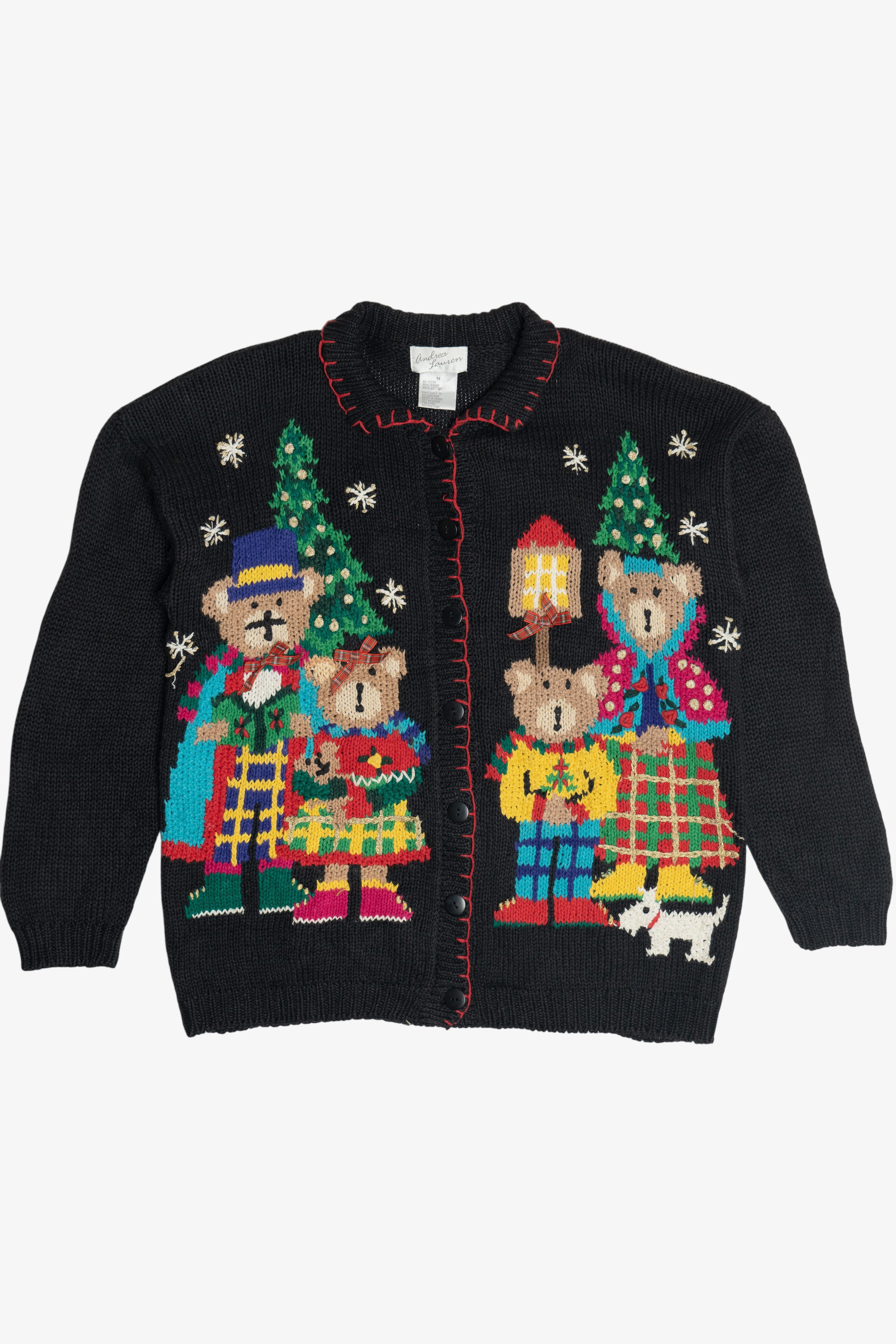 Vintage Andrea Lauren Holiday Bears Ugly Christmas Cardigan (1990s)