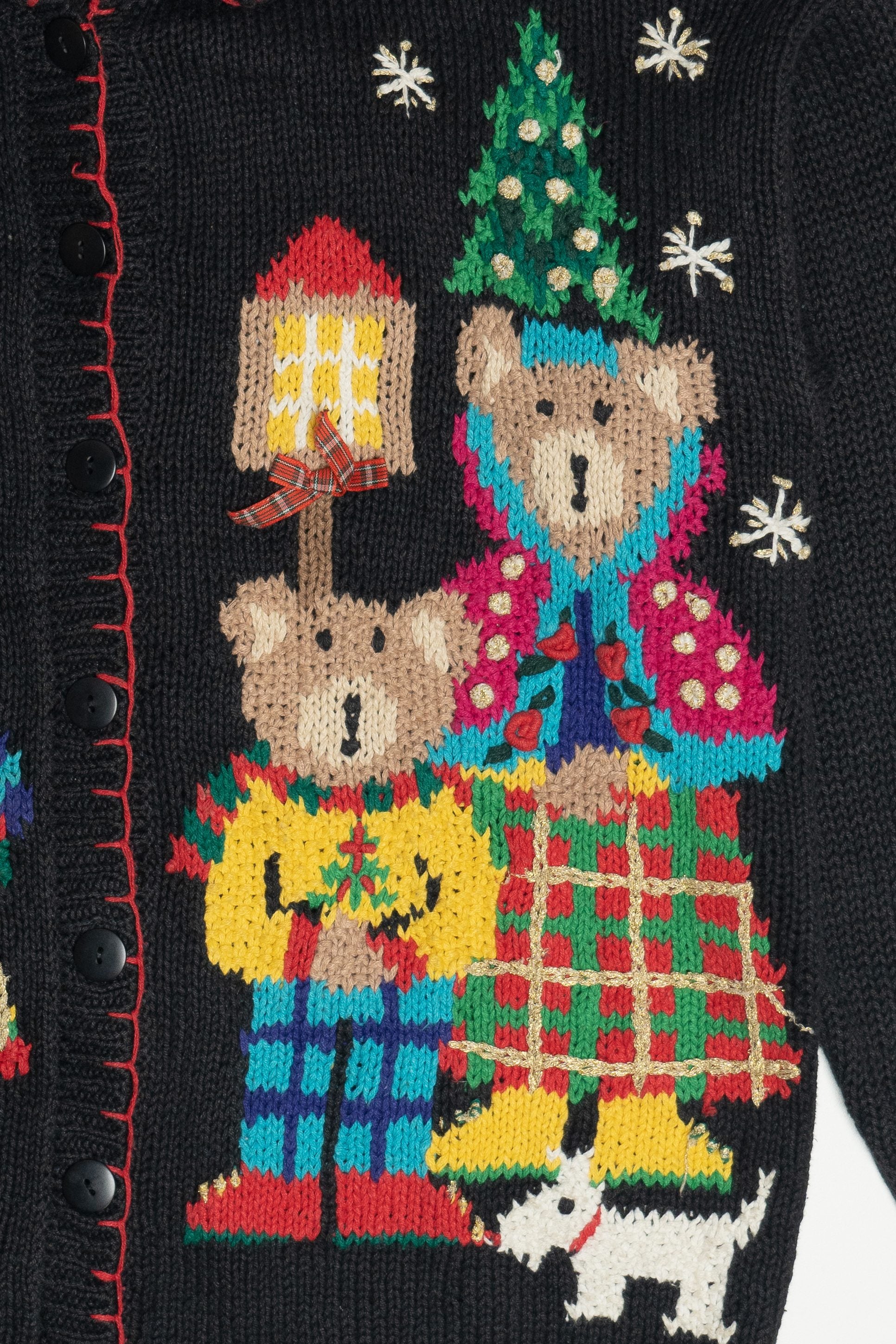 Vintage Andrea Lauren Holiday Bears Ugly Christmas Cardigan (1990s)