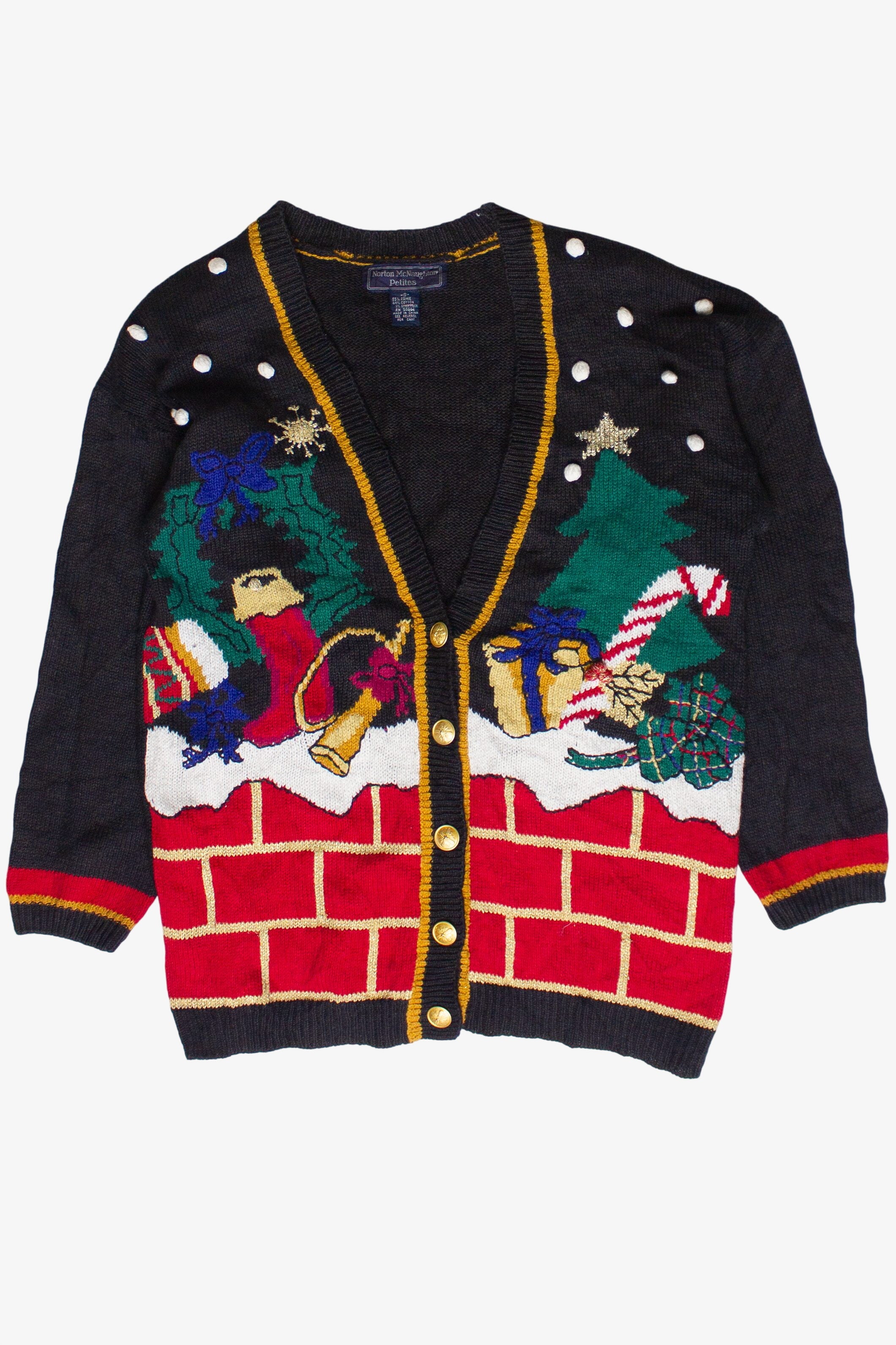 Vintage Norton McNaughton Christmas Mantel Ugly Christmas Sweater