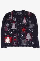 Vintage Embroidered Trees and Stars Patches Ugly Christmas Sweater