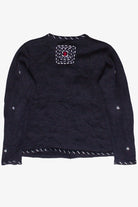 Vintage Embroidered Trees and Stars Patches Ugly Christmas Sweater