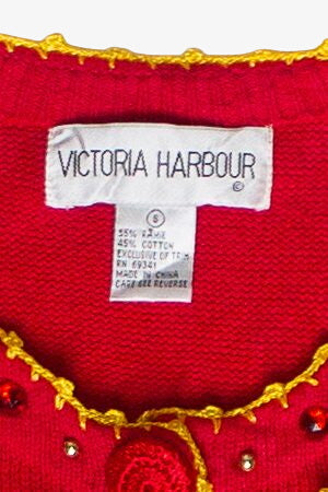 Vintage Victoria Harbour Bejeweled Christmas Wreaths and Trees Ugly Christmas Sweater