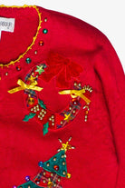 Vintage Victoria Harbour Bejeweled Christmas Wreaths and Trees Ugly Christmas Sweater
