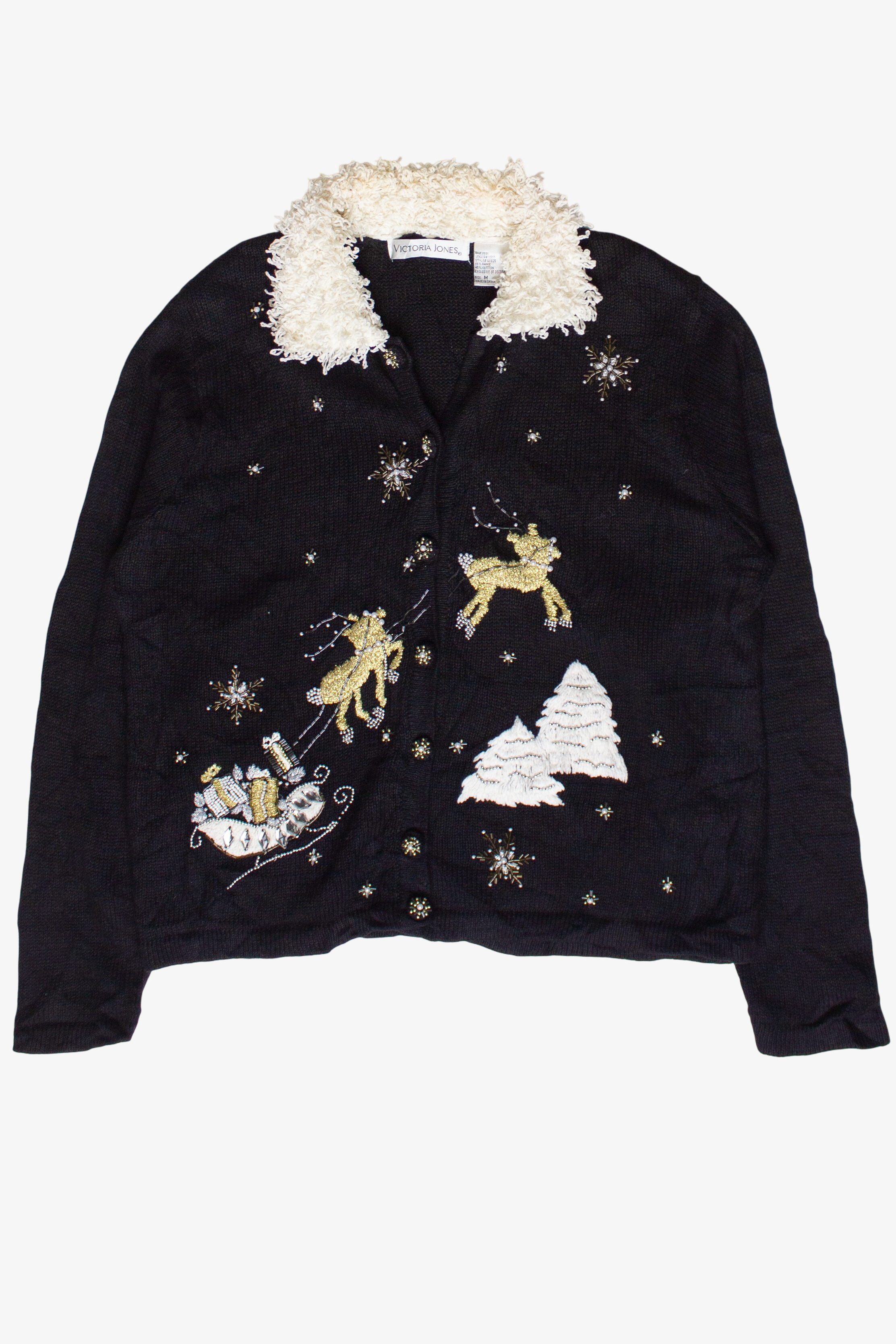Vintage Victoria Jones Metallic Beaded Crochet Collar Ugly Christmas Sweater