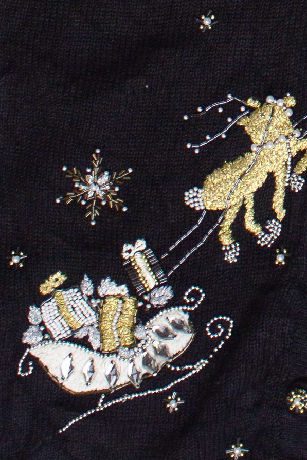 Vintage Victoria Jones Metallic Beaded Crochet Collar Ugly Christmas Sweater