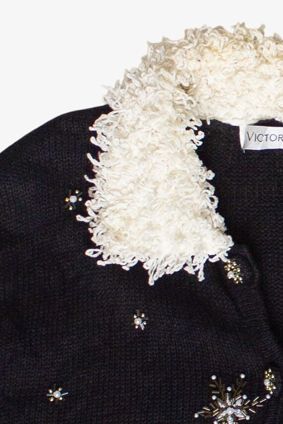 Vintage Victoria Jones Metallic Beaded Crochet Collar Ugly Christmas Sweater
