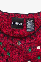 Vintage Erika Cozy Winter Cottage Patchwork Ugly Christmas Sweater
