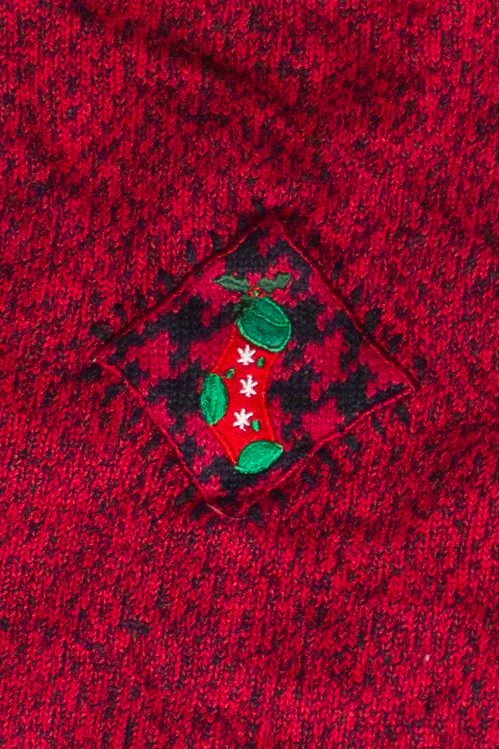 Vintage Erika Cozy Winter Cottage Patchwork Ugly Christmas Sweater