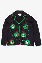 Vintage Jack B. Quick Beaded Puppy Wreaths Ugly Christmas Sweater